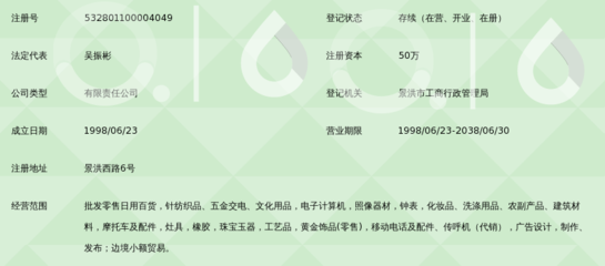 景洪市振兴百货有限责任公司